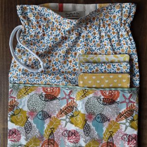 Pochon de toilette et ses 3 lingettes lavables
