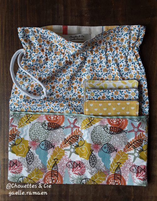 Pochon de toilette et ses 3 lingettes lavables