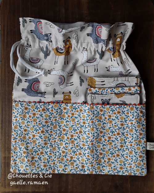 Pochon de toilette et ses 3 lingettes lavables